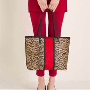 Chico's Leopard and Red Accent Tote